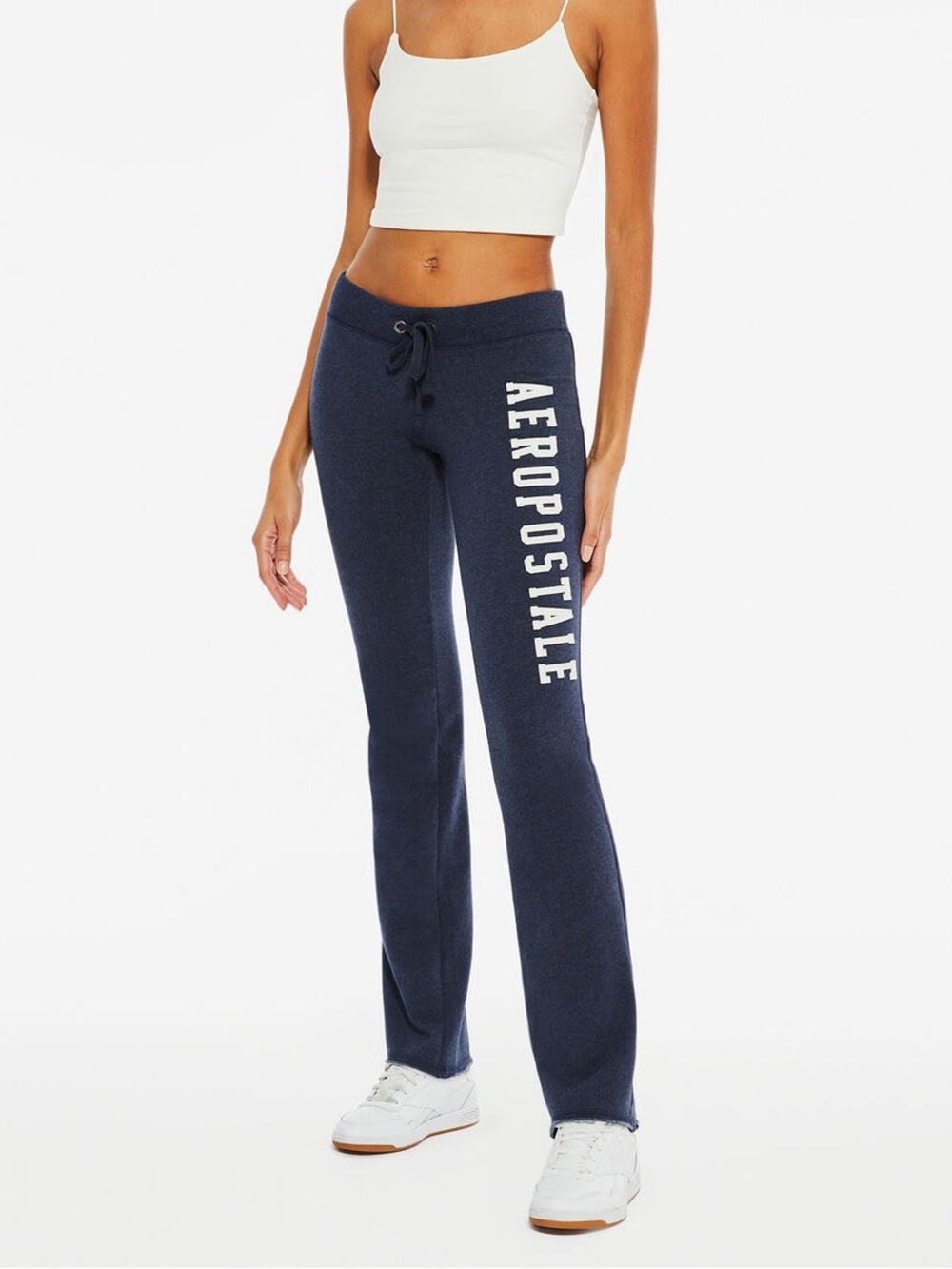 Aeropostale Navy Logo wide legs sweats with Side Branding